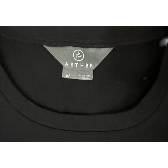 Aether Pullover Sweater Womens M Black Stripe Shoulder Crewneck Athletic Top - Picture 4 of 10